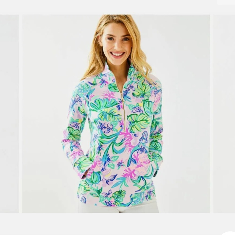 LILLY PULITZER XS SKIPPER POPOVER AMETHYST TINT MERMAID IN THE SHADE